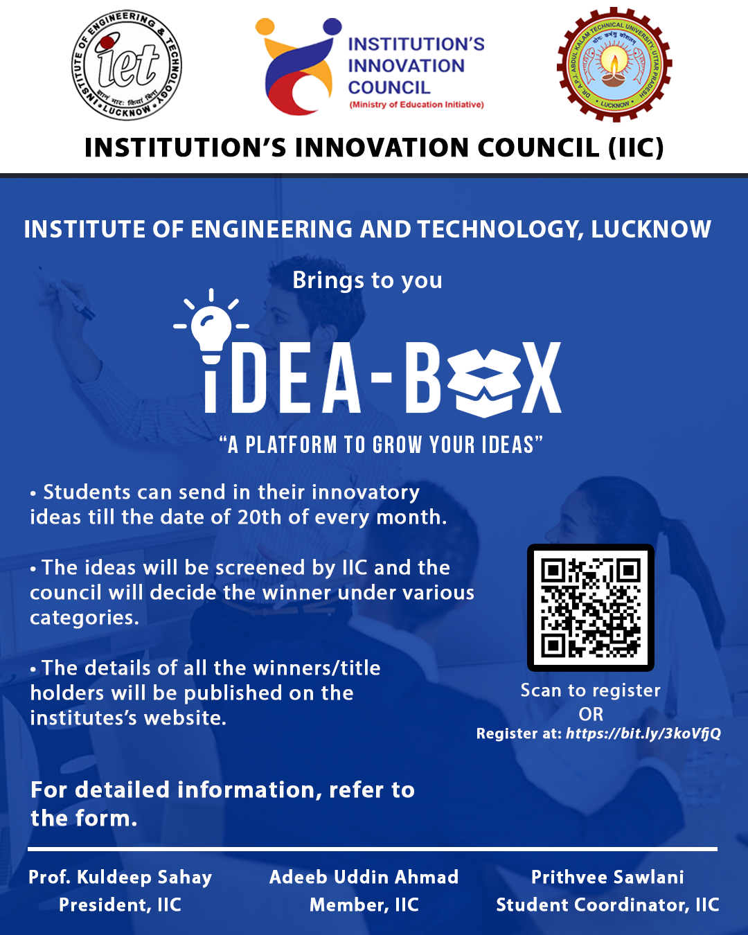 Institution's Innovation Council, IET Lucknow Presents "IDEA-BOX". 'A ...